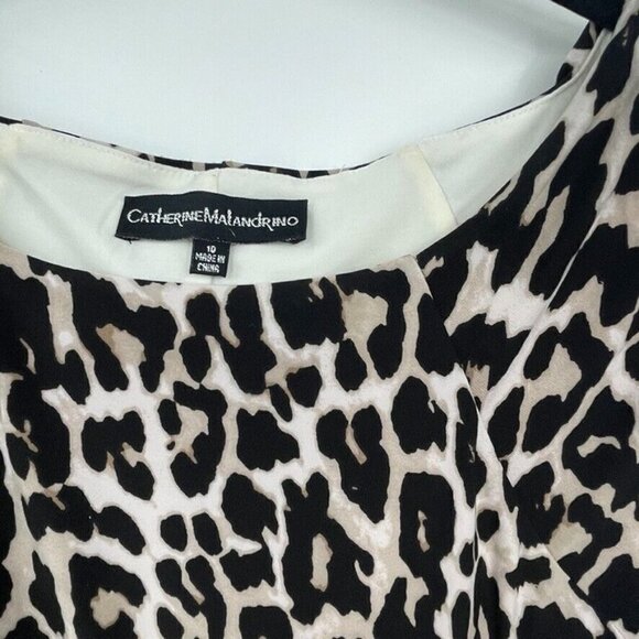Catherine Malandrino Womens Dress 10 Sheath Sleeveless Animal Print Black White - Picture 7 of 12